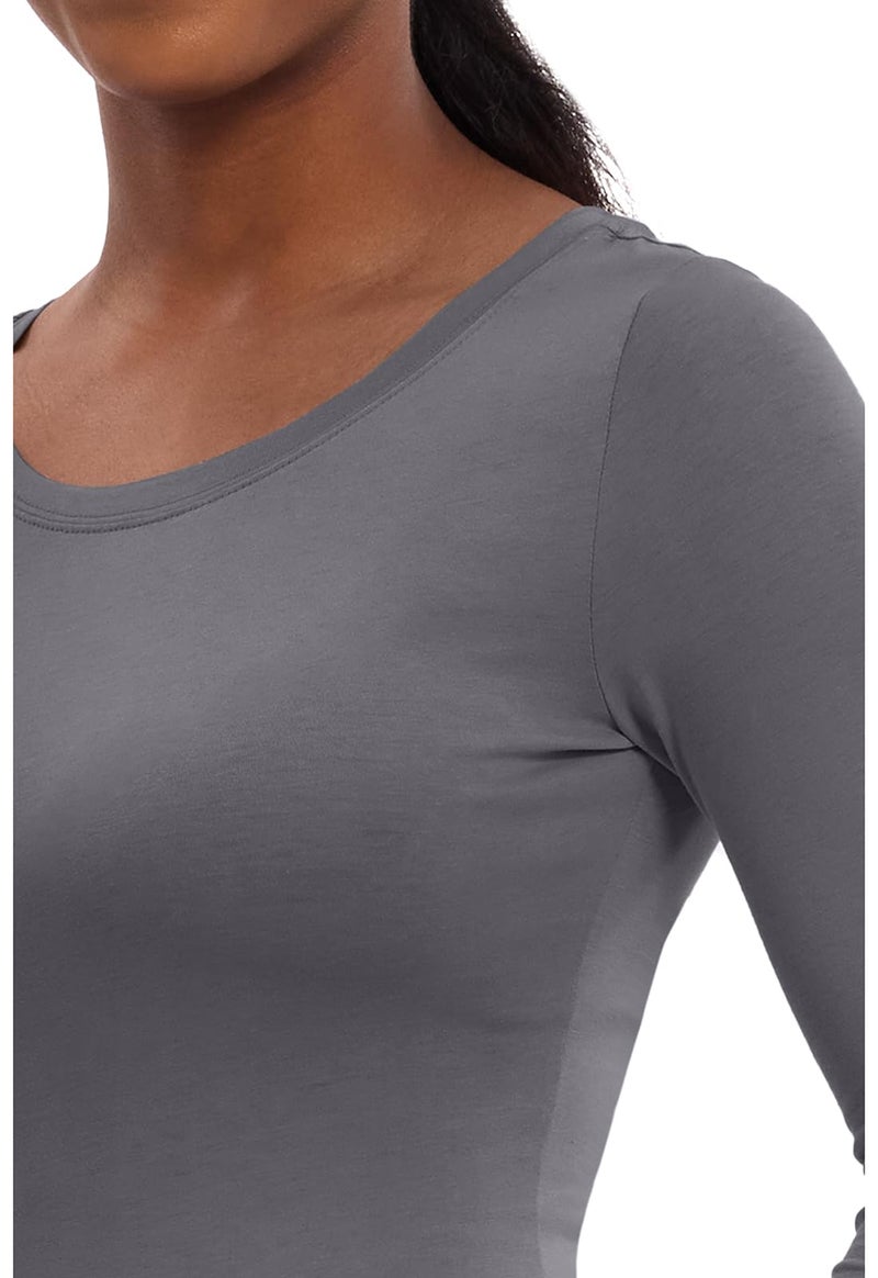 Healing Hands Women's Underscrub Soft Knit Melissa Longsleeve Scrub Tee with Breathable & Easy Care Fabric Plus Size 5047, 2XL, Pewter - Image 3